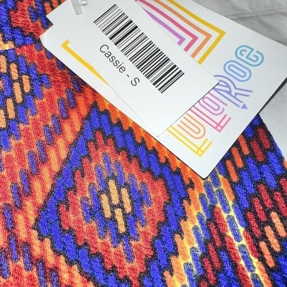 Lularoe blue small Cassie pencil skirt. NWT . Aztec print red, orange, yellow. - Picture 3 of 5